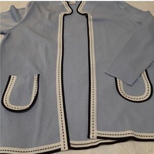 Misook Blue and White Blazer with Decorative Trim